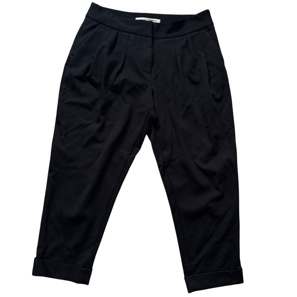 Diane von Furstenberg Pleated Cropped Black Trousers Pants Size 6